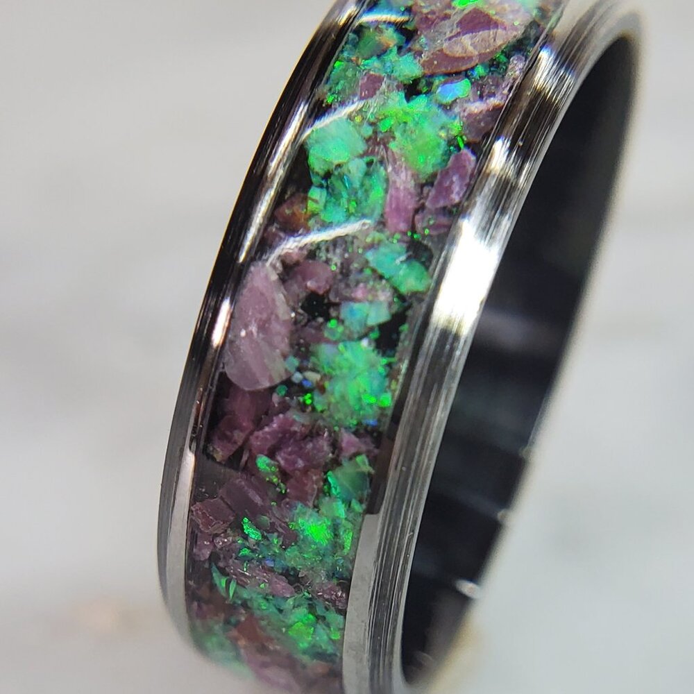 "Amethyst Garden" Ring with Jewel-Grade Amethyst & Green Opal